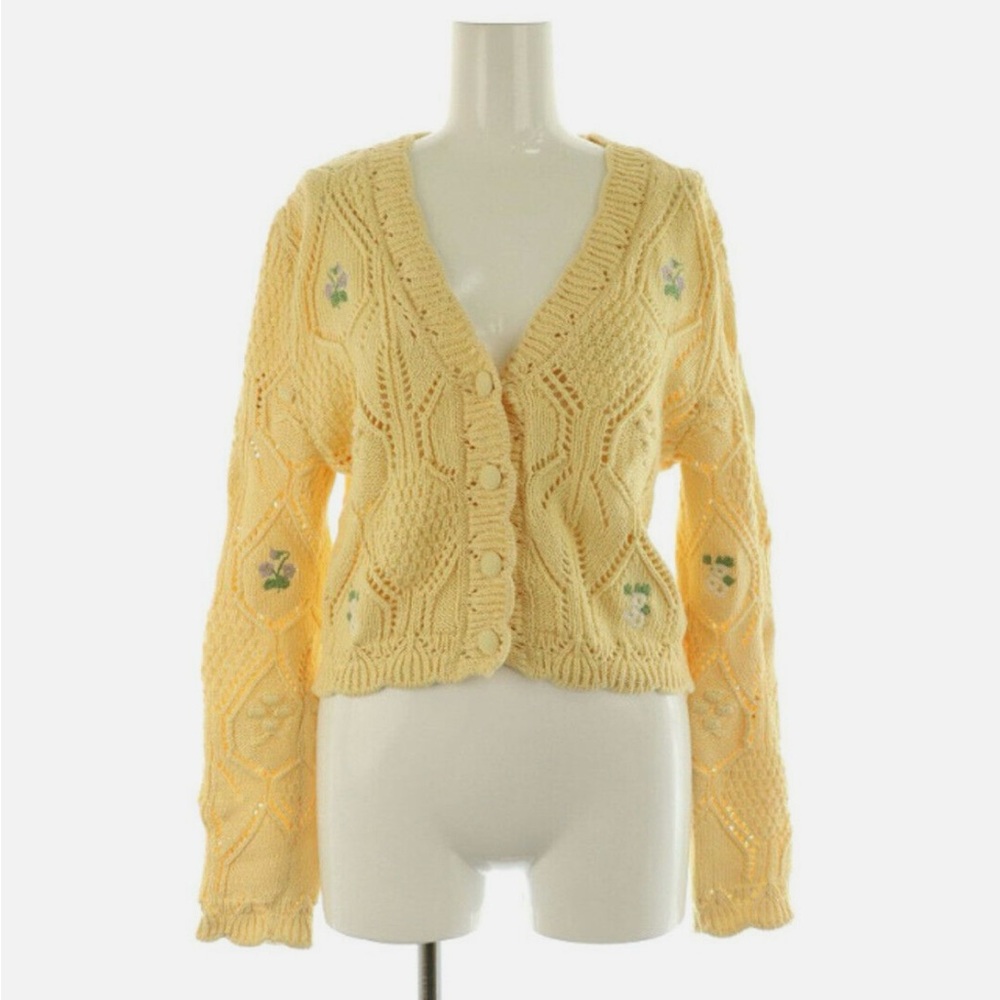 ZARA Baby Yellow Knit Women's Cardigan USA S - Never Worn